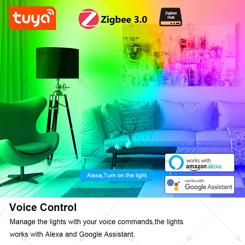 Tuya Zigbee Smart Led Bulb E27 B22 Lamps RGBCW Works With Alexa Google Home Smart Life APP Voice Control 110V 220V