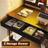L Shaped Gaming Desk with LED Lights, Pegboard and Drawers, Gaming Desk with Hutch, Computer Desk with Monitor Stand, Sto 5