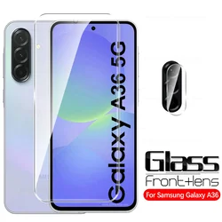 Dual - Function Tempered Glass Screen and Camera Protector - Samsung A36 5G (2IN1 1 Glass 1 Lens)