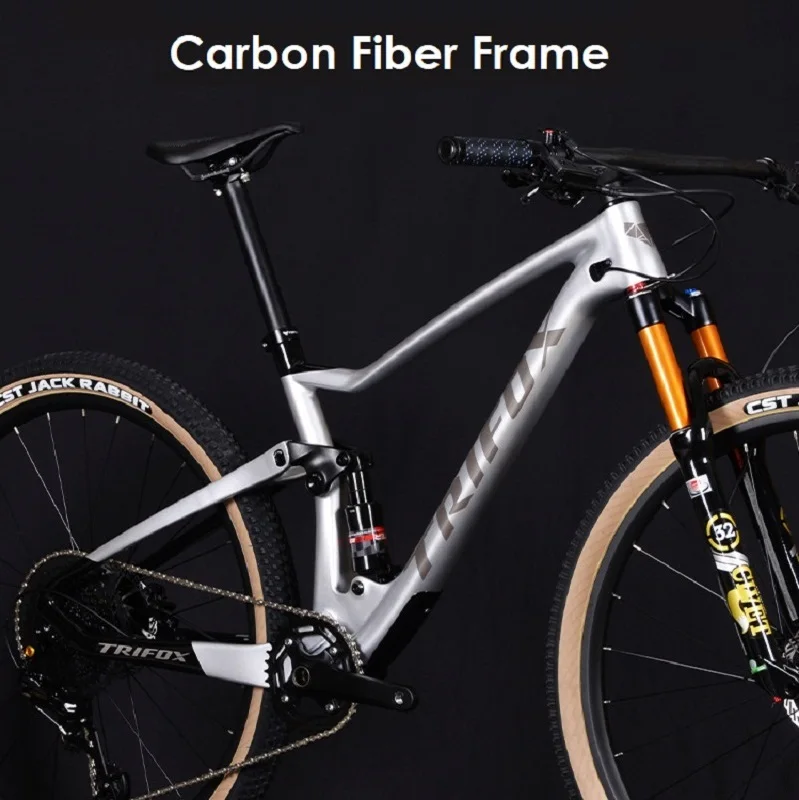 TRIFOX-Vélo de montagne en fibre de carbone, absorption des chocs, frein à disque, 29 pouces, suspension complète, cadre VTT, vélo tout-terrain, vitesse variable