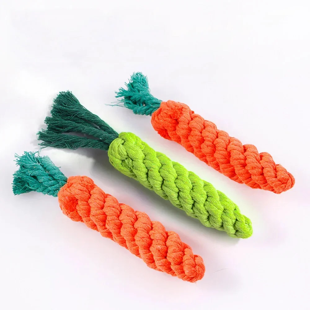 

Pet Dog Cotton Rope Knot Toy Tooth Grinding Bite Resistant Toys Carrot Shaped Puppy Interactive Play Toys Pet Supplies