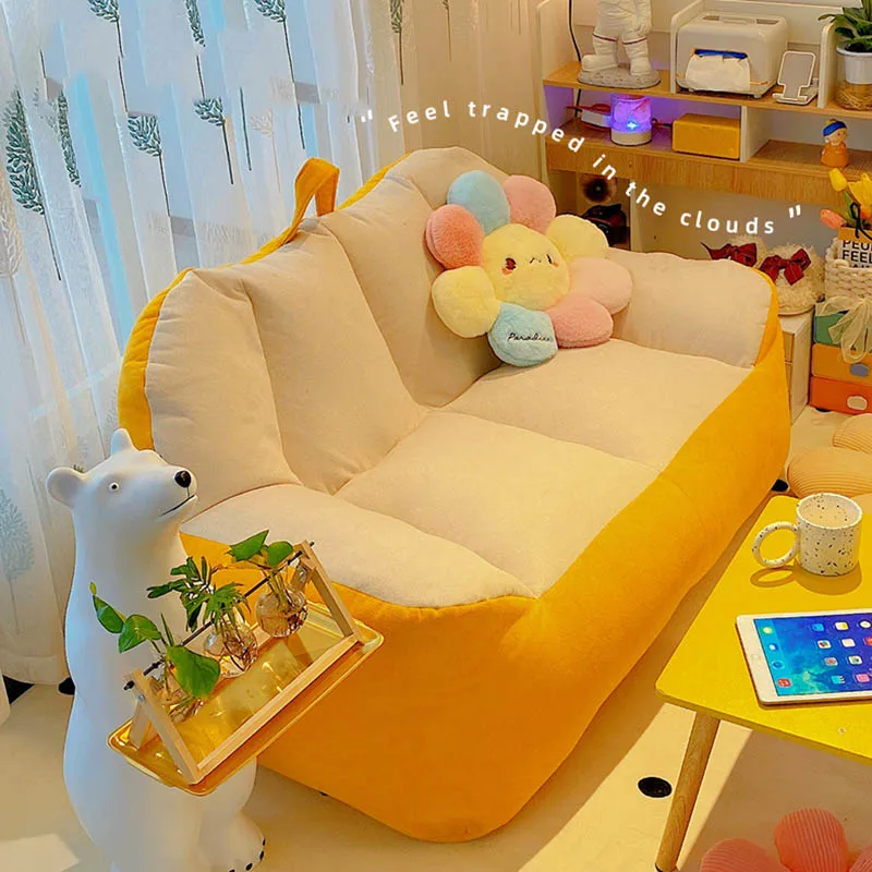 

Clouds Upholstery Bean Bag Sofas Yellow Banquet Comfortable Luxury Ergonomic Couch Nordic Simple Canape Salon Home Furnitures