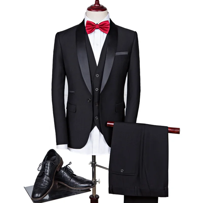 H11 black groomsmen suit wedding dress suit men green fruit collar groom wedding suit men slim