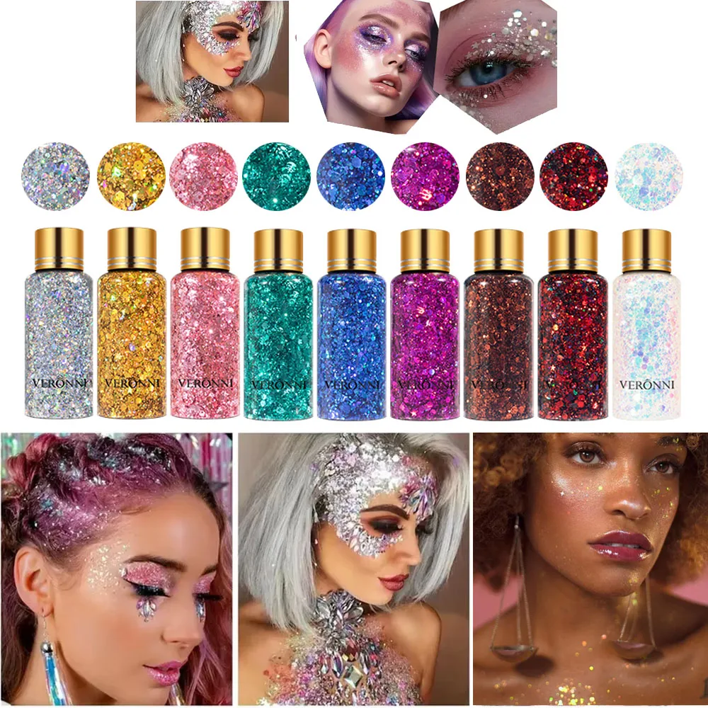 Mermaid Sequin Body Glitter Gel - Long-Lasting Shine for Carnival,Parties, Festival and Stage Performance-Great for Girls Makeup 2