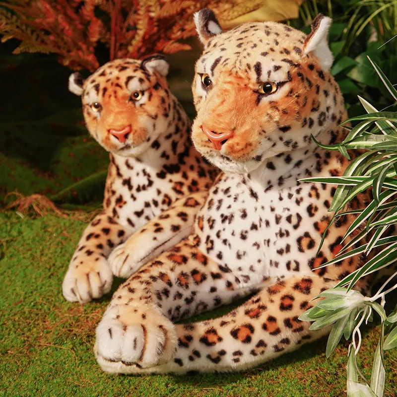 

65-90cm Lifelike Leopard Plush Toy Soft Stuffed Animal Giant Real Life Dolls High Quality Cheetah Model for Kids Gift Room Decor