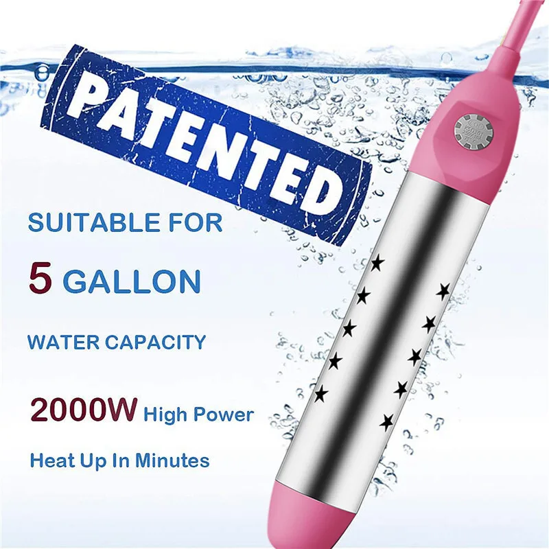 220V/110V Immersion Electric Water Heater 2000W Portable Boiler Hot Water Pool Heater Mini For Brewing EU/US