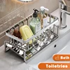 Sink Cleaning Tools Storage Rack Kitchen Multifunctional Stainless Steel Drain Rack for Sponge Cleanser Organizer Rag Hanger 2
