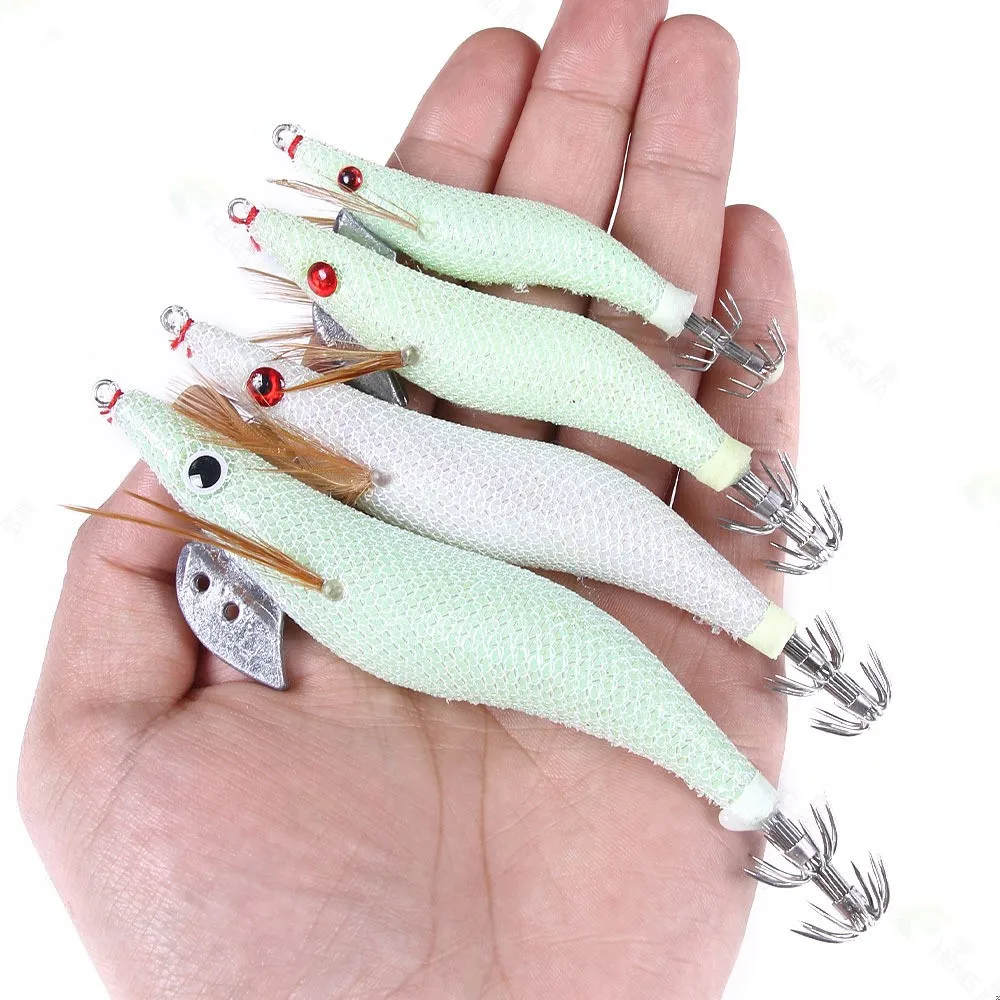 

Sea.Yolo Fishing Lure Fishing Bait Hard Artificial Bait Night Glow Shrimp White Wooden Shrimp Squid Hook Explosion Hook