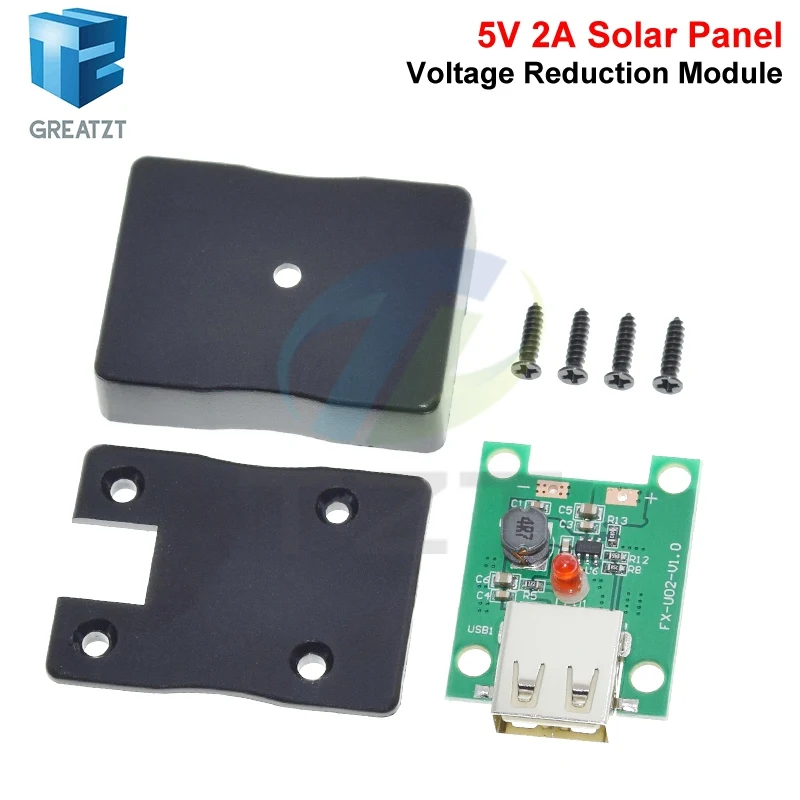 TZT 5V 2A Solar Panel Power Bank USB Ladespannungsregler Regler 6-20V bis 5V Step Down Modul mit LED-Anzeige