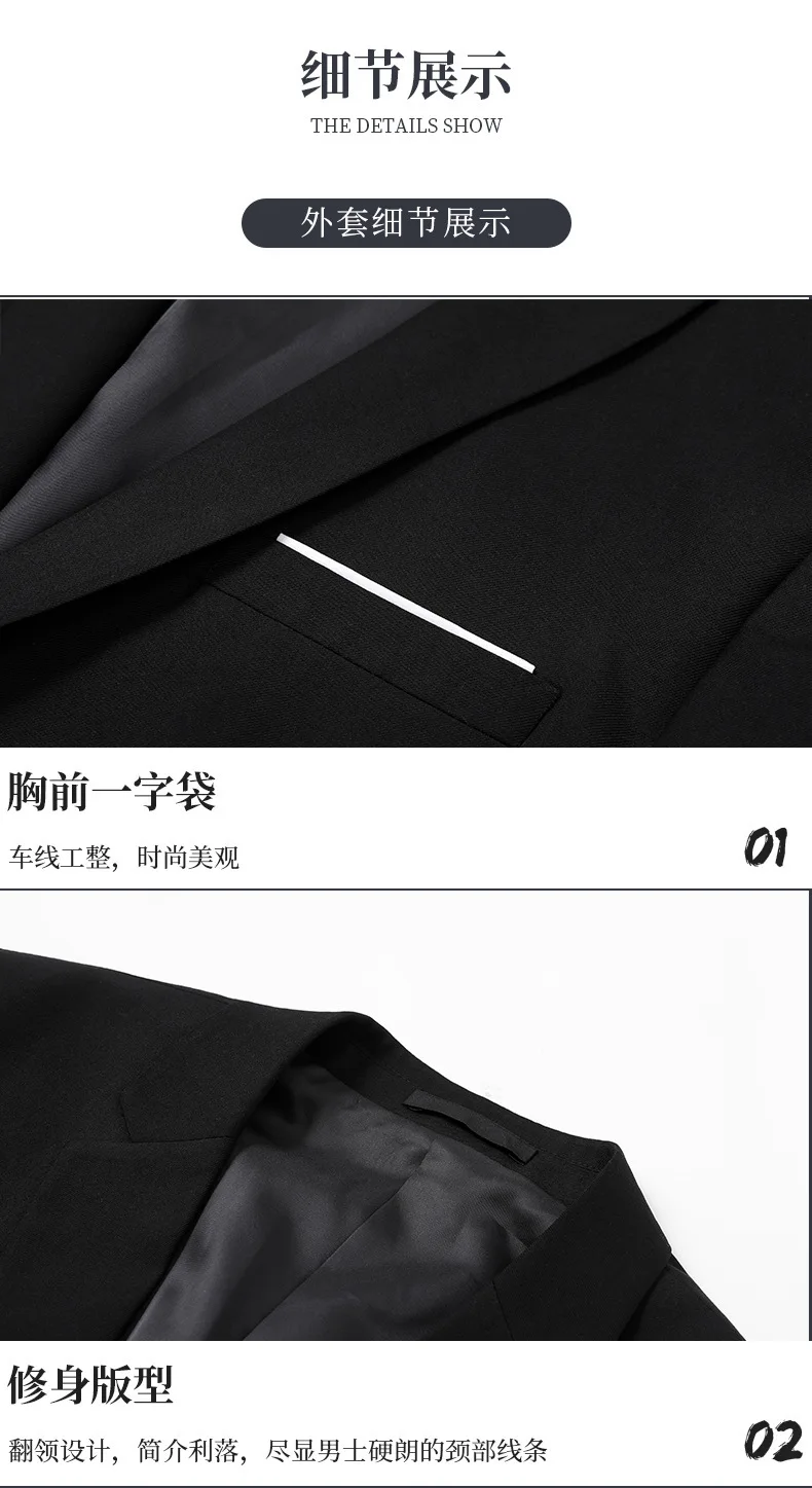 Description Picture 6 of itemMens Suits 3 Piece (Blazer+vest+pants) Fashion Business Casual Slim-fit Formal Dress Banquet Work British Style Evening Dress