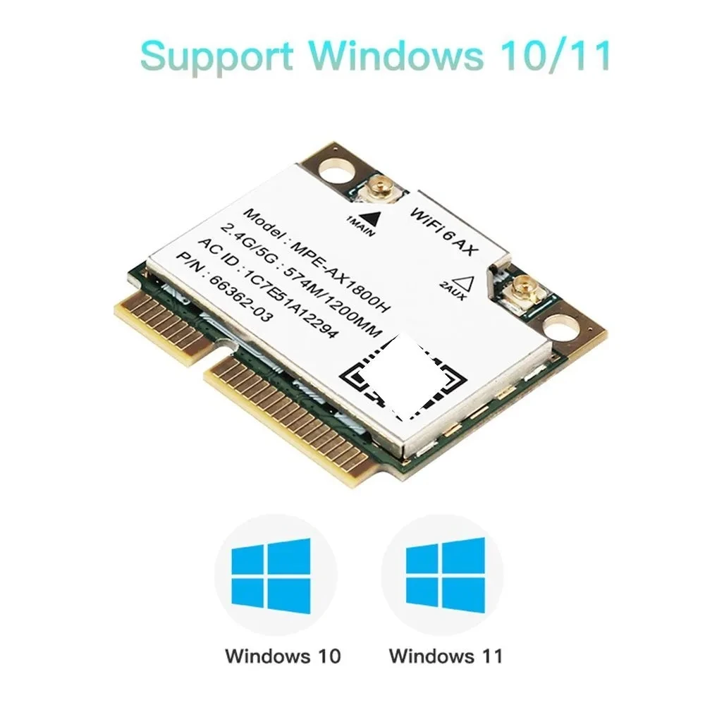 WiFi 6 1800Mbps 어댑터 MPE-AX1800H 미니 PCI-E 2.4GHz / 5GHz Bluetooth 5.2 내장 안테나 포함 노트북용 고속