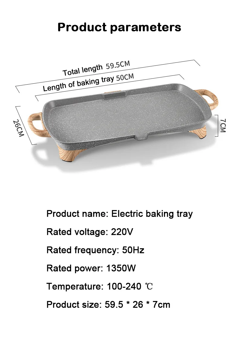 DMWD Household Electric Barbecue Grill Korean smokeless Baking Machine Non-stick coating Teppanyaki Plate Steak Roaster Picnic 6