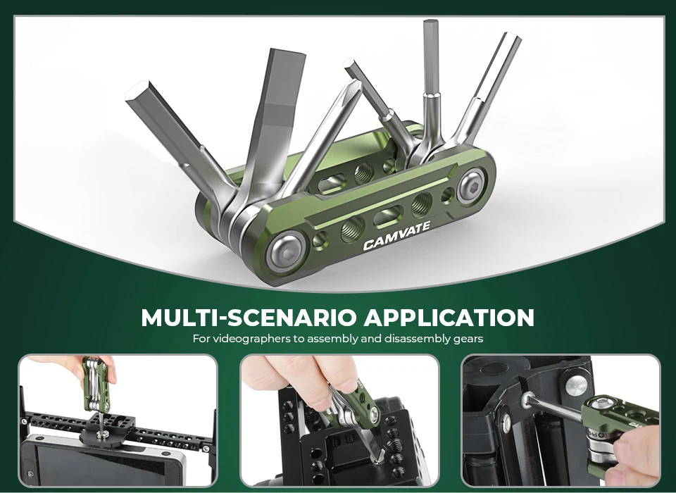Universal DSLR Camera Rig Folding 6-in-1 Tool Set with Screwdrivers and Wrenches