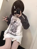 raf zara women 2024，vetement femme，stitch，tee shirt femme，y2k Vêtements japonais à manches longues pour femmes, Économie à manches courtes, Vêtements pour femmes, Kawaii, Printemps, Été, Années 2000, Y2K 3