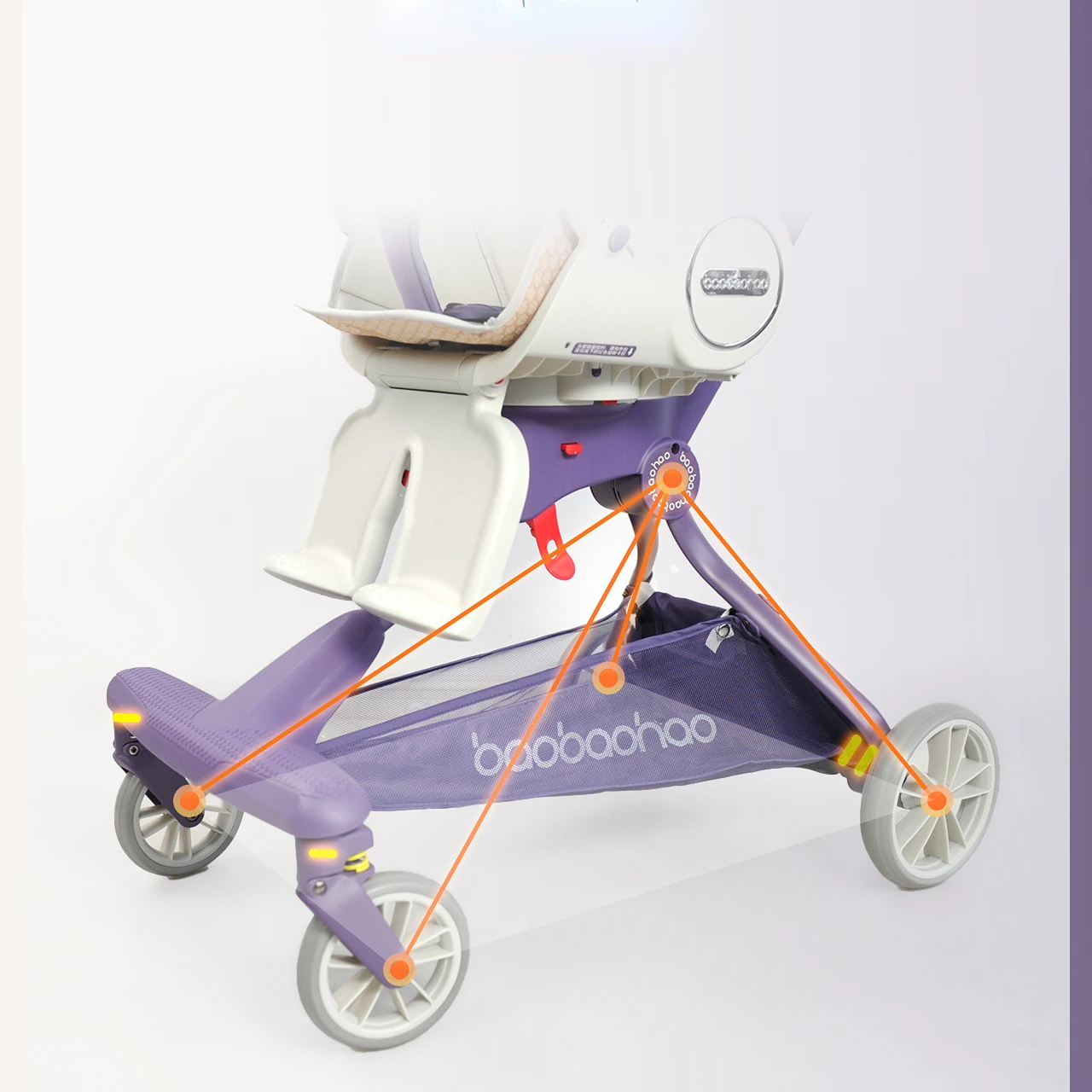 Baby Carriage Portable Folding Four Wheels Stroller Luxury Lightweight Shock Absorption Baby Can Sit and Lie Down