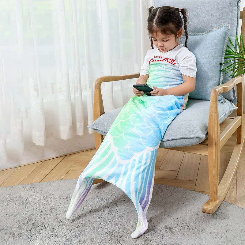 New Flannel Mermaid Blanket Sleeping Blanket Adult Children Universal Mermaid Tail Blanket Children Sleeping Bag Shooting Props 4