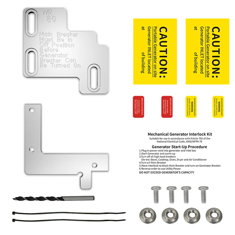 

Generator Interlock Kit for Branch Circuit Charging Power Control Equipment Panels Electrical Wiring Portable Generator