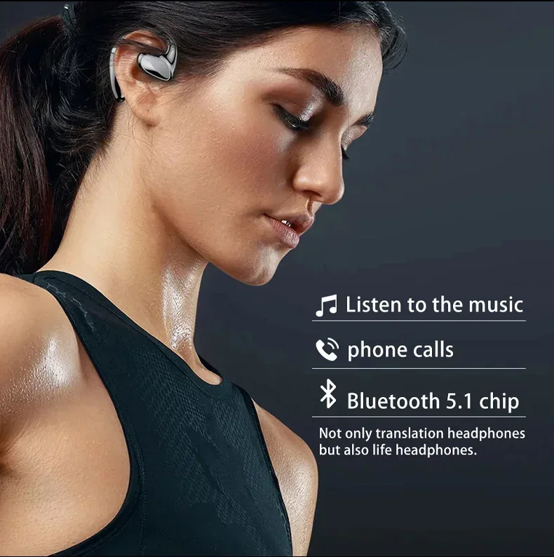 Bluetooth 5.1 Translation Headphones 144 Languages Instant Translate Smart Voice Wireless Music Earphones Translator