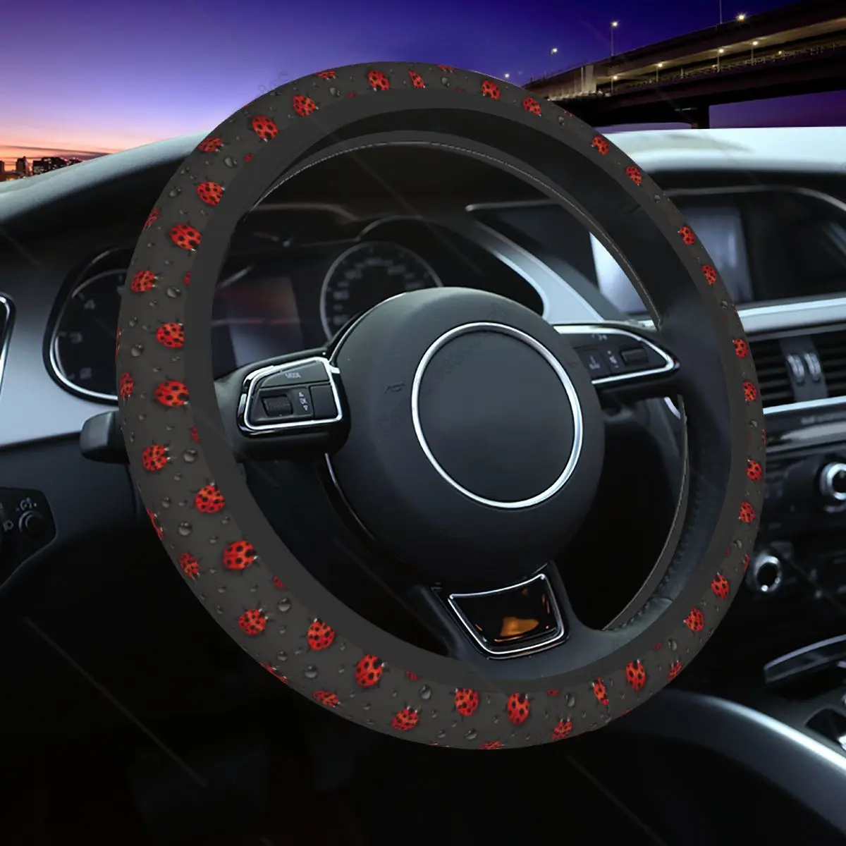 Housse De Volant Universelle Noire Antidérapante - Pour Voiture, SUV, Camion - Fibre De Carbone