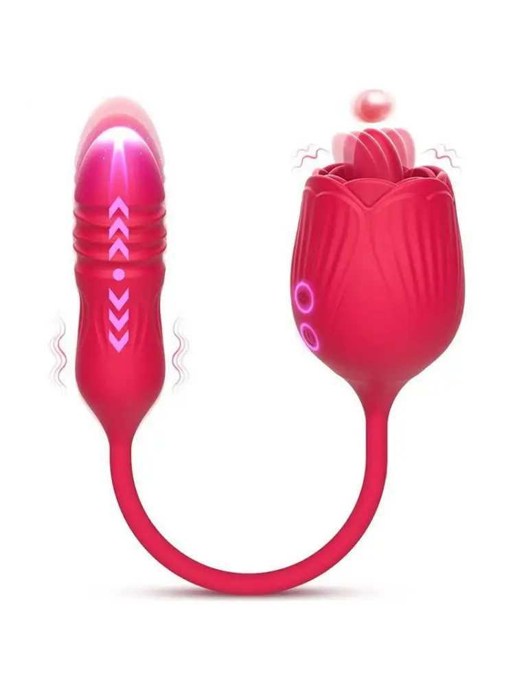 

Female Rose Vibration Tongue Licking Masturbation Device Telescopic Vibration Egg Jumping Double Head Vibration Rod Sexual Produ