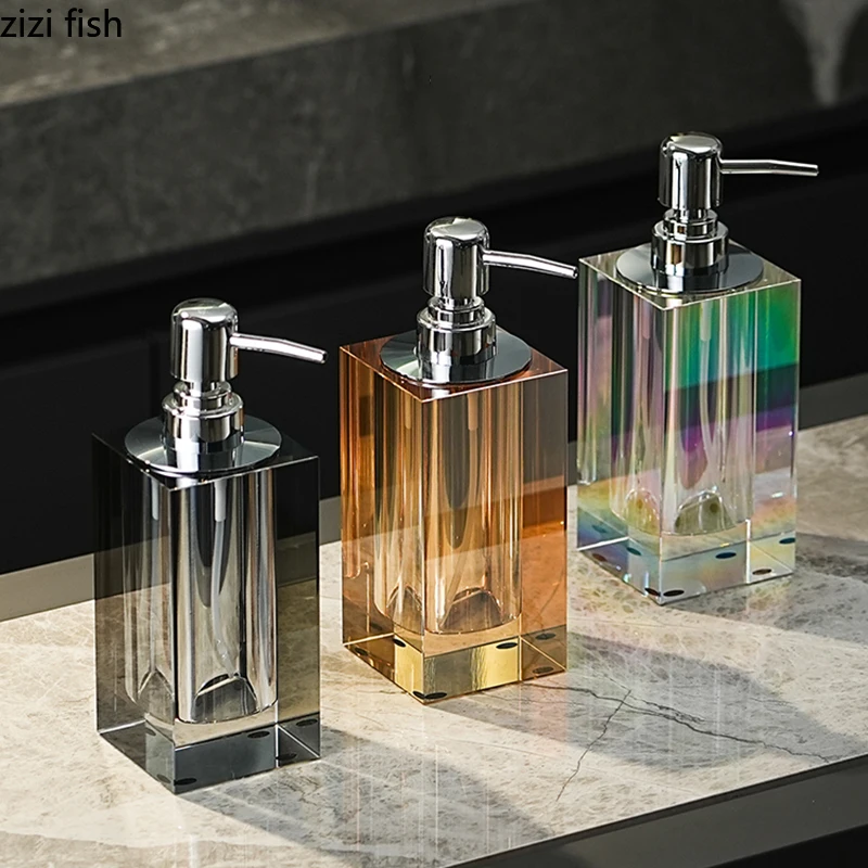แก้วคริสตัลหรูหราขวดโลชั่นห้องน้ําเครื่องจ่ายสบู่สบู่ขวดแชมพูขวดเจลอาบน้ําในครัวเรือนอุปกรณ์ห้องน้ํา 1