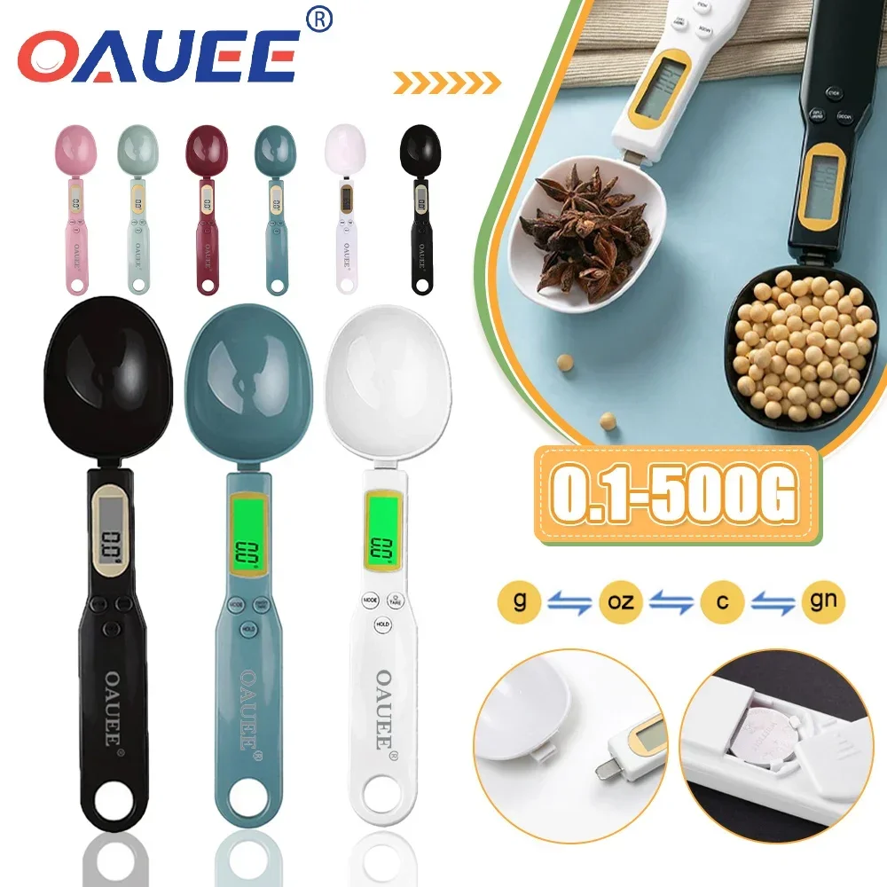 Oauee 500g Electronic Kitchen Scale LCD Digital Measuring Food Flour Digital Spoon Scale Mini Kitchen Tool for Milk Coffee Scale