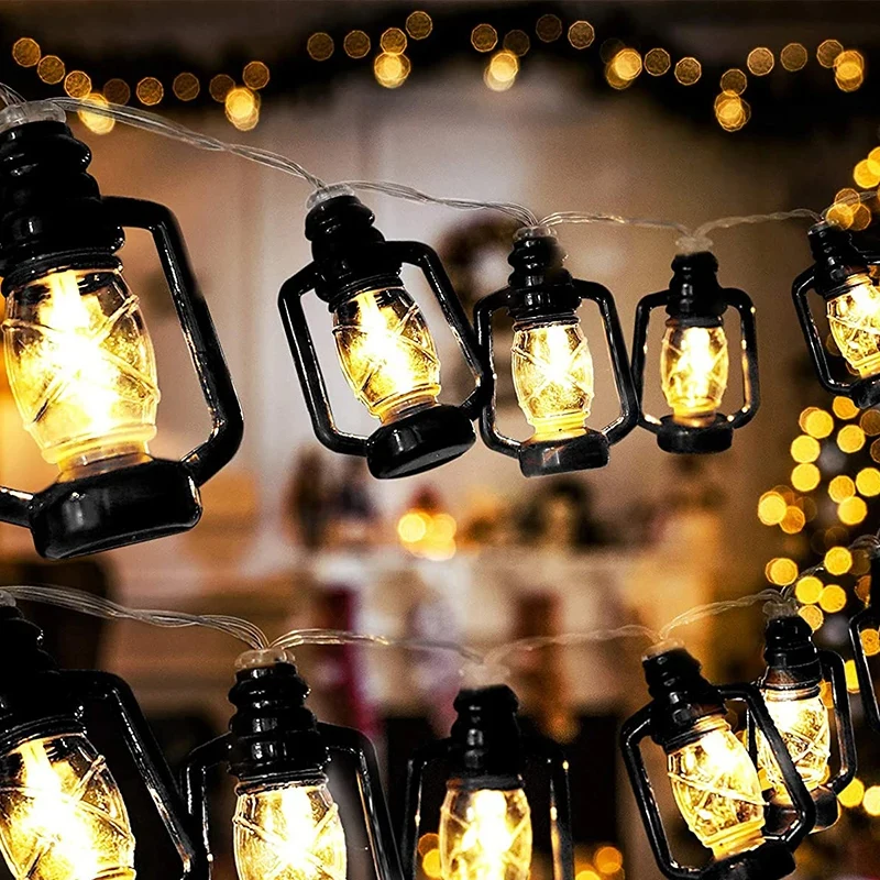 10/20/40 LEDs Retro Kerosene Bottle Lantern String Battery Powered Light Retro Kerosene Lamp for Christmas Bedroom Party Coffee