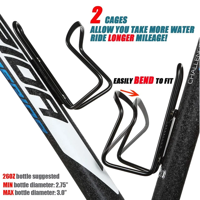 Aluminum Alloy Bicycle Water Bottle Cages, Bottle Holder, MTB Bike Drink Holders with Screws, Classic Cycling Accessories, 2Pcs 6