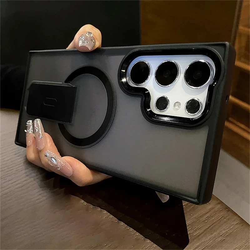 Premium Magnetic Wireless Charging Stand with Shockproof Matte Clear Cover