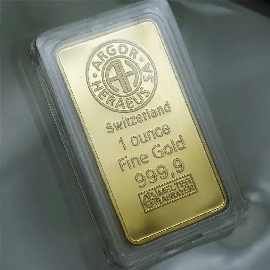 Svizzera 1 Ouncefine Gold Argor-Heraeus Sa Pepite Commemorative Pepite D'Oro 24K Placcato Moneta Quadrata