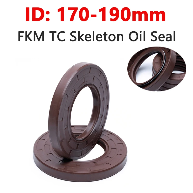 

1pc ID 170-190mm Brown Fluorine Rubber TC Skeleton Oil Seal FKM High Temperature Gasket Acid Resistance OD 200-220mm