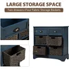 Rustic Storage Cabinet Cabinet with 2 Drawers and 4 Classic Fabric Basket for Kitchen/Entryway/Living Room, Antique Navy 4