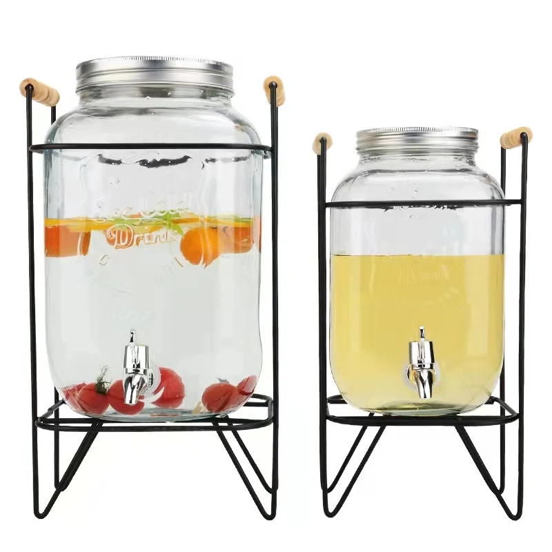 4L Glass Mason Jar Party Juice Dispenser Glass Drink Beverage