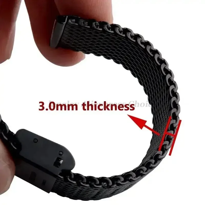 Mesh Milanese Stainless Steel Adjustable Watch Strap - 3mm Thickness Wire, Multiple Width Options