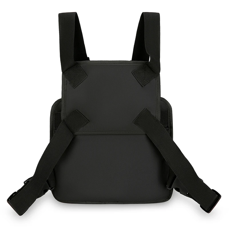 Men's and women's running vest tactical chest bag, suitable for outdoor functional sports (black), suitable for various differen