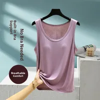 Women's Modal Tank Top Thin Summer Svel round Ne Base irt Pure Color Versatile Outerwear Casual Comfortable Vest - Image 2