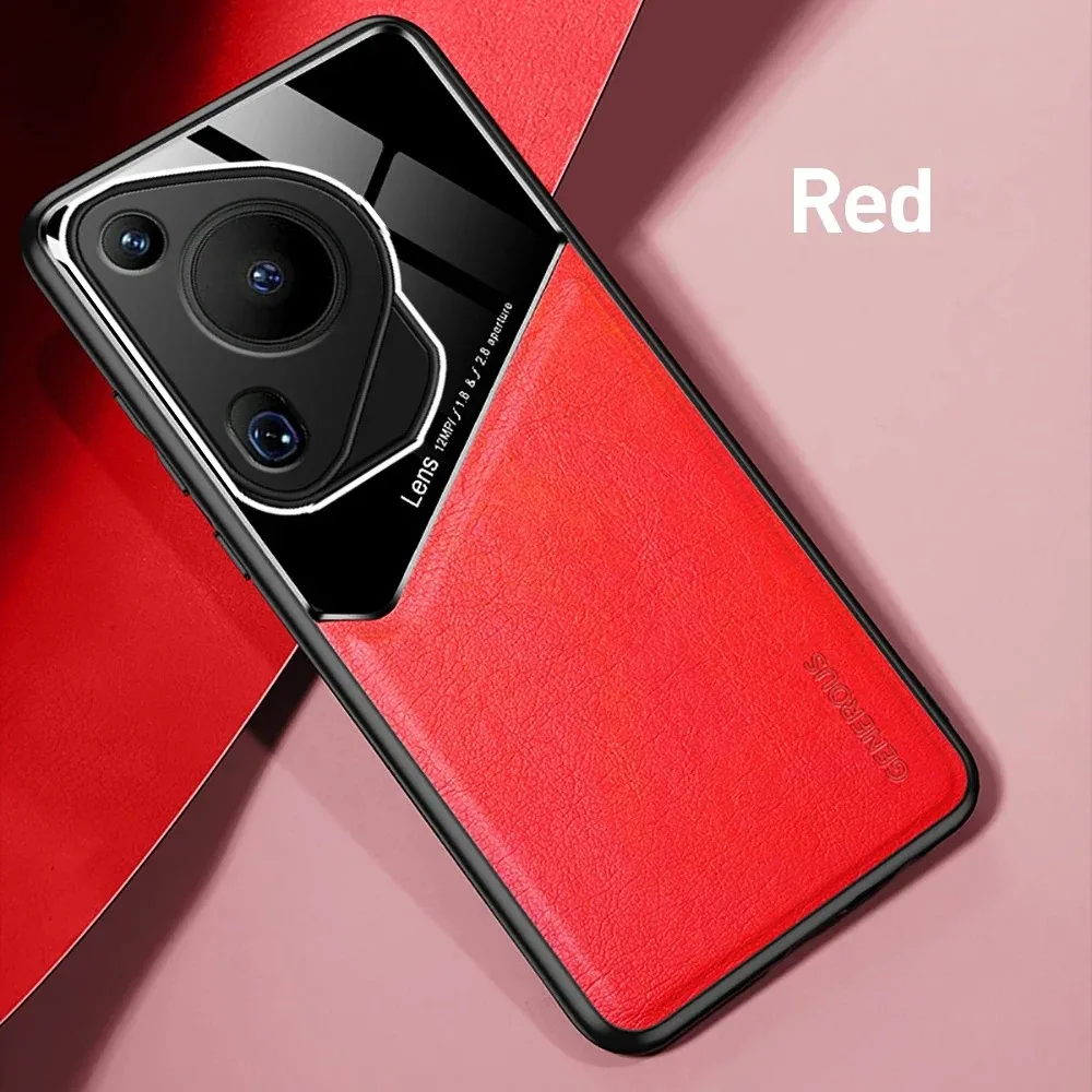 Leather Texture Case For Huawei Pura 70 Ultra P70 P60 Pro Cover With Car Magnetic Suction Holder Coque Fundas Capa_voghion.com