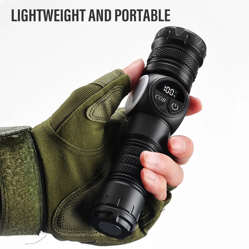 Lampe Torche LED Zoomable Puissante, Noire, Portable Et Multifonction