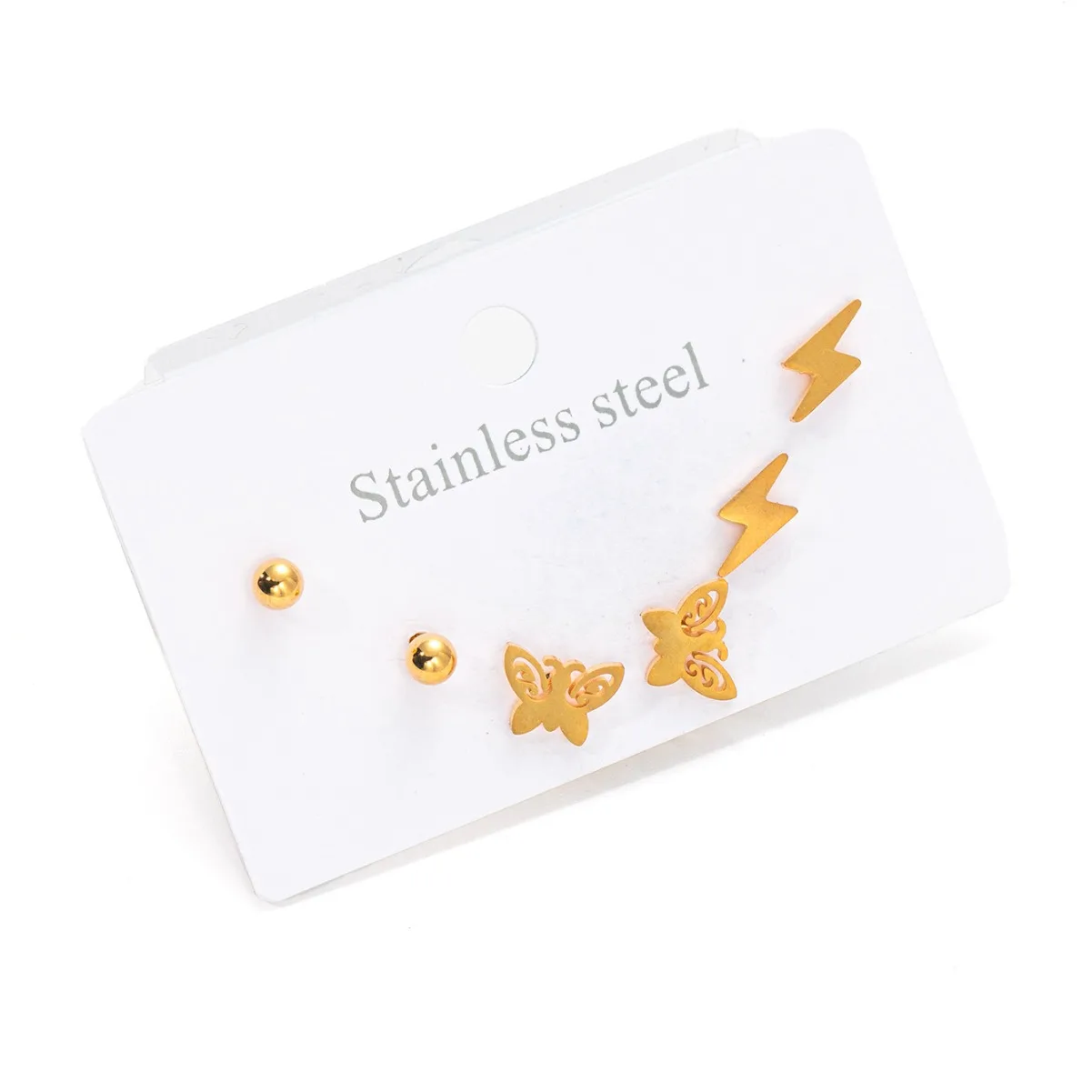 Luxury 316L Stainless Steel 6 Pieces Star Moon Zircon Earring for Women Simple Delicate Jewelry Gifts Wholesale 5