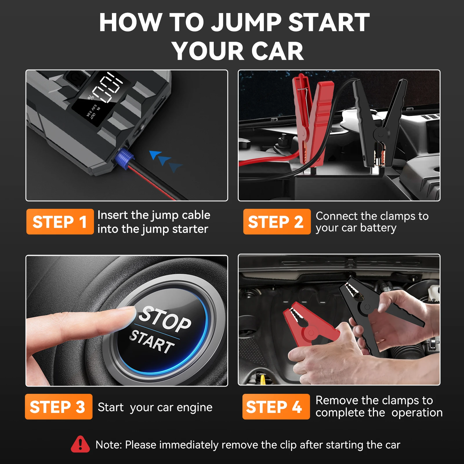 Car jump starter Car battery charger Jump starter BIUBLE Car Jump Starter 4000A Peak 25000mAh 12V Auto Booster Battery Charger Jumper Box with Display