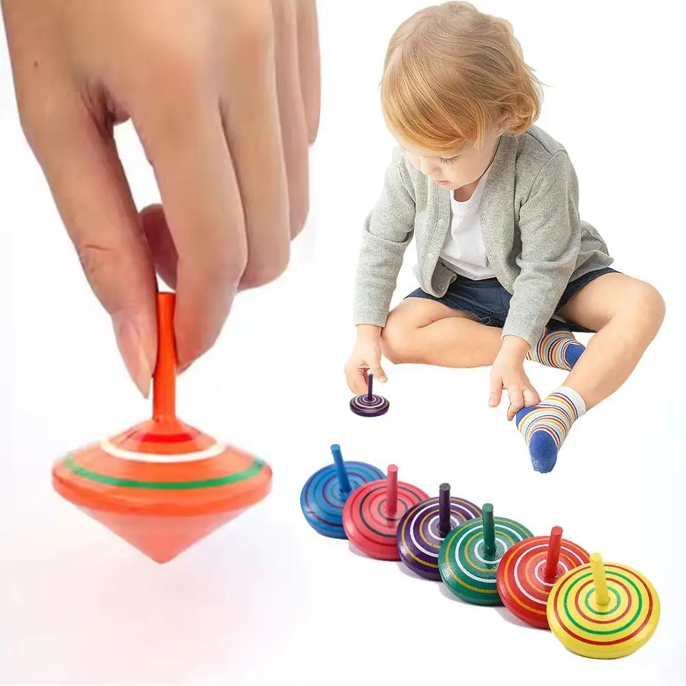 

1/5Pcs Colorful Wooden Gyro Spinning Tops Educational Stress Reliever Toys Kids Birthday Party Favors Gift Random Color