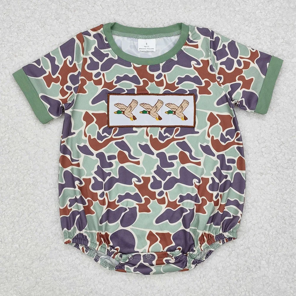 Boutique Infant Baby Boys Rompers Camo Duck Short Sleeve Onesie Bodysuits Fashion Toddler Boys Bubble Rompers Kids Onesie New 2