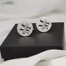 

Fathers Day Gifts Personalized Cufflinks Silver Round Custom Engraved Cuff links The Besest Dad Lettering Name Birthday Gift
