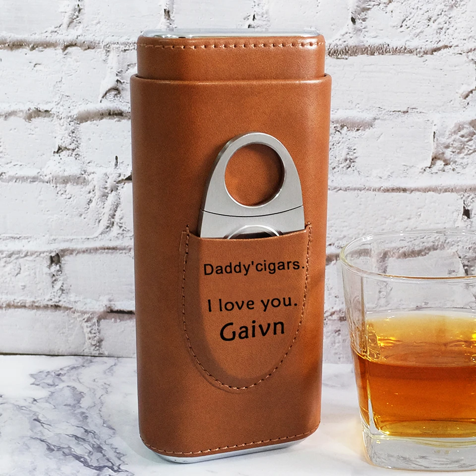 Étui à Cigares En Cuir Personnalisé Avec Coupe-cigares, Porte-cigares