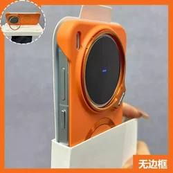 Sleek Solid Color Magnetic Phone Cover with Bracket - Shockproof Protective Shell Bumper for Vivo X300 (Orange)