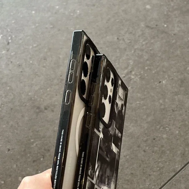 Fashion This MagSafe Acrylic Black Border Case for Samsung Galaxy S22 S23 S24 Ultra S23+ S24 Plus Protective Shell