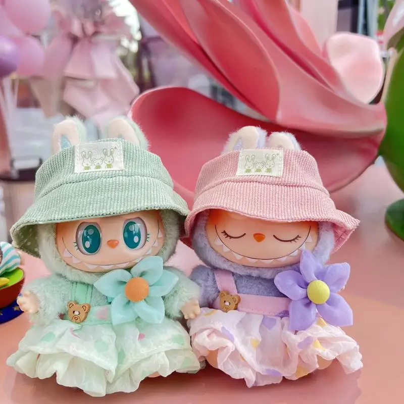 17cm Cute Mini Plush Doll'S Clothes Outfit Accessories For Labubu II Idol Dolls Flower fairy wedding dress Clothing DIY Kid Gift 4