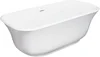 67" Acrylic Freestanding Bathtub, Deep Contemporary Soaking Tub With Chrome Overflow and Pop Up Drain, Oval Shape Bathtub, White 5