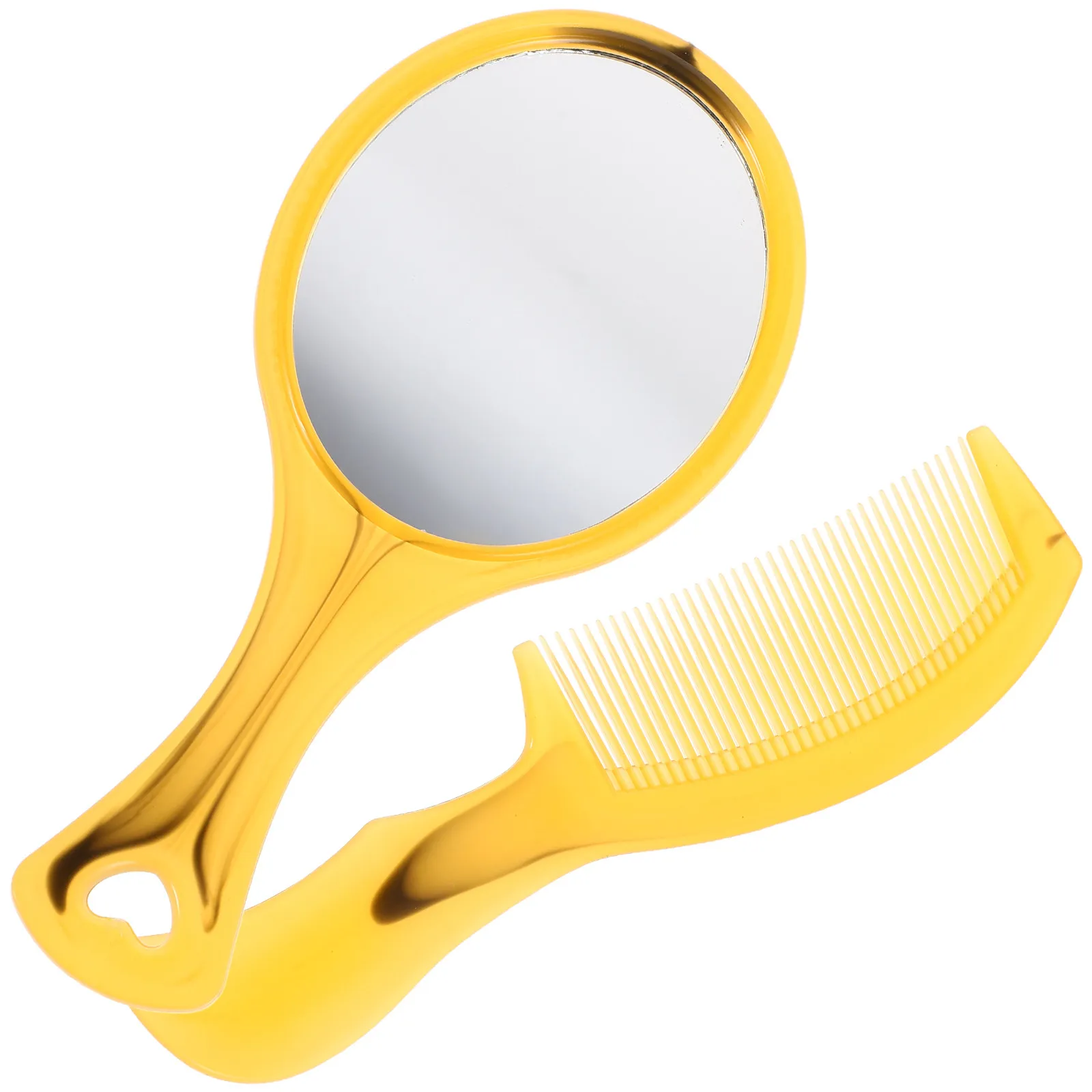 2Pcs 미니 빗 거울 세트 휴대용 플라스틱 메이크업 손거울 손잡이가 있는 컴팩트 디자인 여행용 터치업 클리어