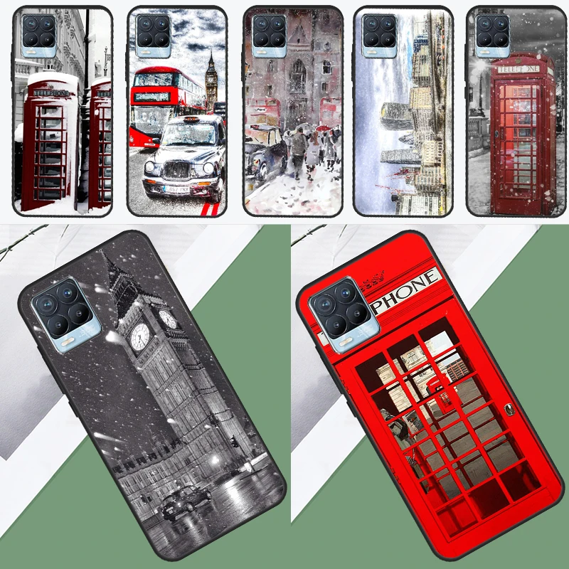 Etui Retro Zimowe Śnieg Londyn Dla Realme 10 9 11 Pro Plus Gt Neo 5 2T 3T C11 C15 C21Y C25S C30 C31 C33 C35 C55 Pokrowiec